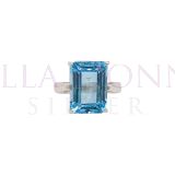 Silver & 10x14 Blue Tpz Ring