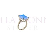 Silver & Facet Moonstone Ring