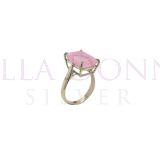 Silver & 10x14 Faceted Rose Qtz Ring