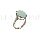 Silver & 8x10 Aqua Chalcedony Ring