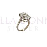 Silver & 10x14 Clear Qtz Ring
