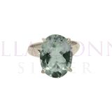 Silver & 12x16 Green Amy Ring