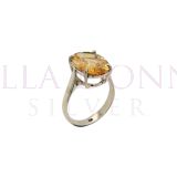Silver & 10x14 Citrine Ring