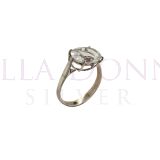 Silver & 12x16 Crystal Ring