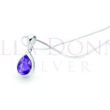 Silver Amythest Pear Pendant