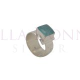 Silver & Aqua Chalcy Adj Ring