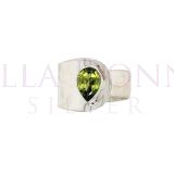 Silver & 6x9 Peridot Adj Ring