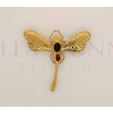 Silver & YG Garnet DFly Brooch