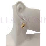 Silver & YG 13 Heart Hoop Stud