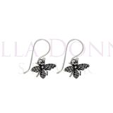 Silver Oxidised Bee Earrings