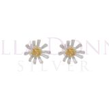Silver & Lg YG Daisy Studs