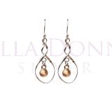 Silver & RG Twist Ball Earring