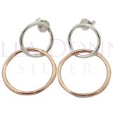 Silver & RG Circles Studs