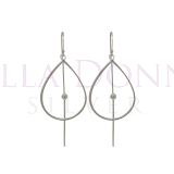 Silver Teardrop & Rod Earrings