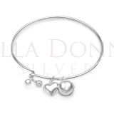 Silver Heart & Ball Bangle