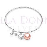 Silver Heart & RG Ball Bangle