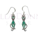 Silver & Turquoise Cat Earring
