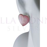 Silver & Pink MOP Heart Studs