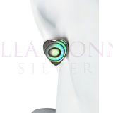 Silver & Paua Heart Studs