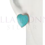 Silver & Turq Heart Studs