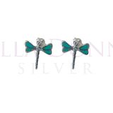 Silver & Turq Dragonfly Studs