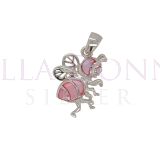 Silver & Pink MOP Bee Pendant