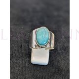 Silver & 10x14 Amazonite Ring