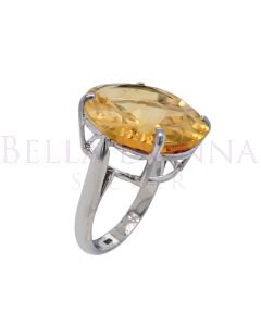 Silver & 15 Citrine Ring