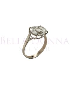 Silver & 12x16 Crystal Ring