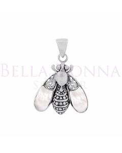Silver Large MOP Bee Pendant