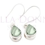 Silver Green Amethyst Earrings