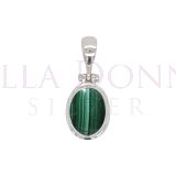 Silver & Oval Malachite Pendan