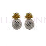 Silver & Y Gold Pineapple Stud