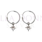 Silver Shining Star Hoops