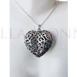 Silver Oxi Filigree Heart Pend