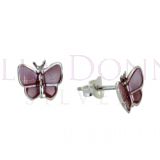 Silver & Pink MOP B'fly Studs