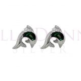 Silver & Paua Dolphin Studs