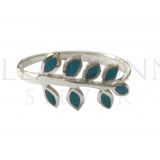 Silver & Turquoise Leaf Ring