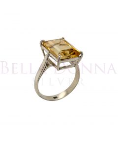 Silver & Yellow Citrine Ring