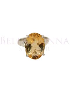 Silver & 13x16 Yellow Citrine Ring