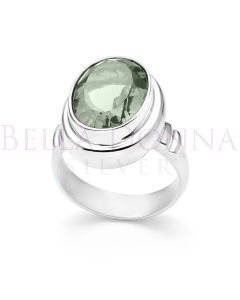 Silver & Green Amethyst Ring