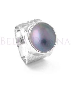 Silver & Blue Mabé Pearl Ring