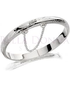 Silver Baby Bangle - Etched