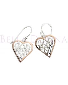 Silver & RG Fili Heart Earring