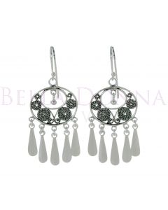 Silver Bohemian Oval Earrings