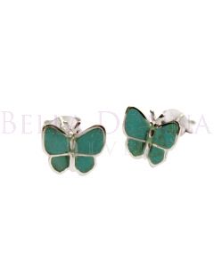 Silver & Turq Butterfly Studs