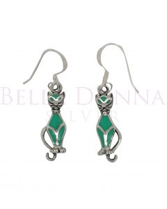 Silver & Turquoise Cat Earring