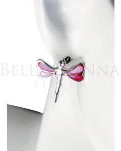 Silver & Pink MOP Dragonfly St