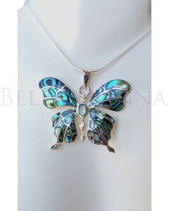 Silver Paua Butterfly Pendant