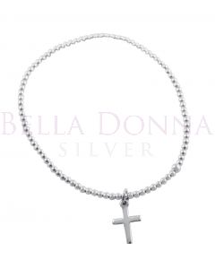 Silver Cross & Ball Bracelet